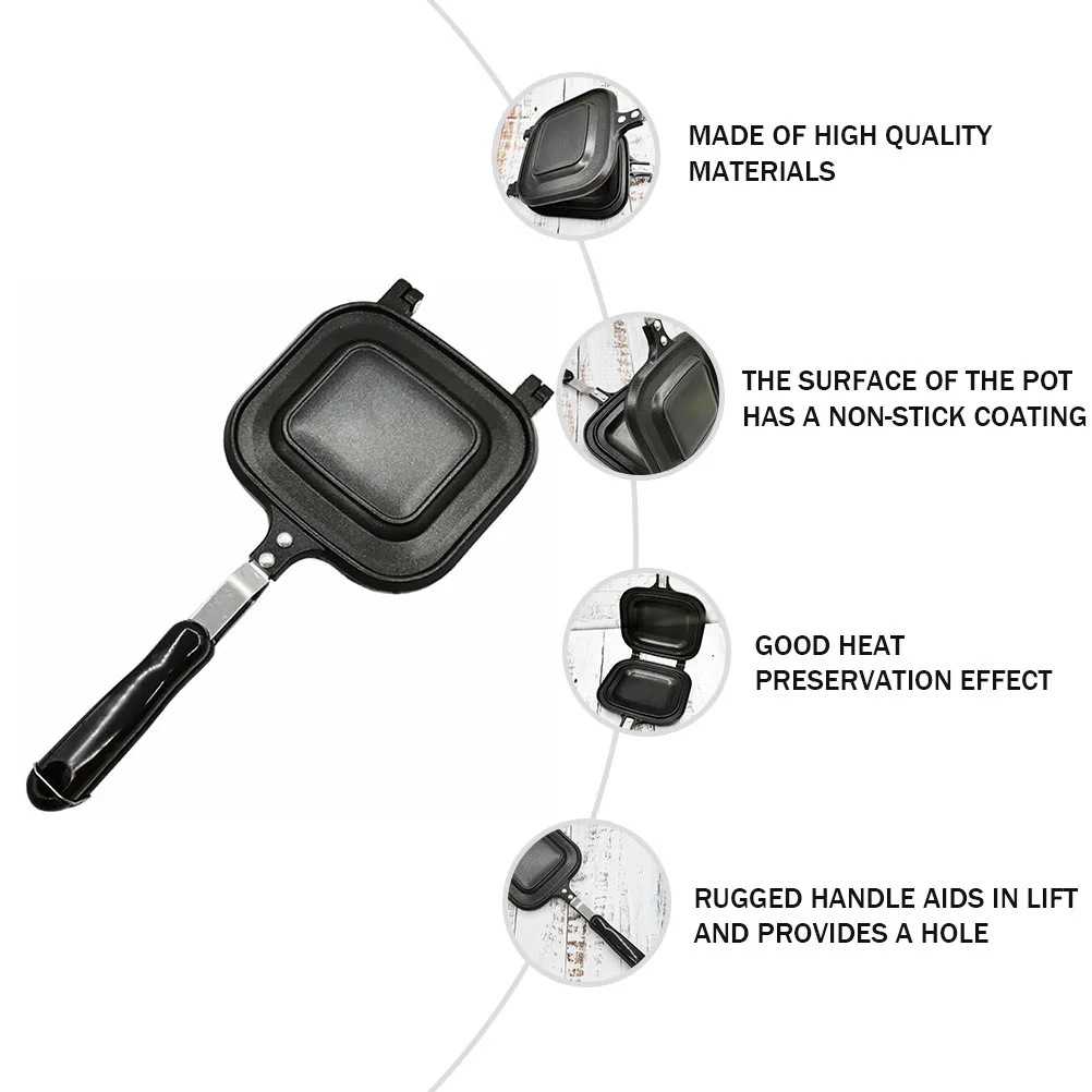 

Double sided Toast Pan Non stick Coating Even Heating Bread Frying S wich Egg Aluminum Heat resistant H Long lasting
