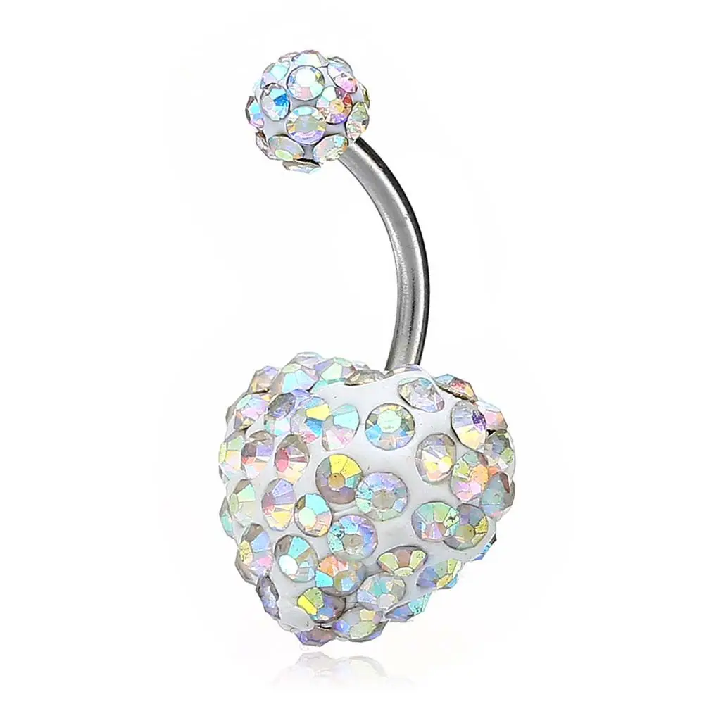 Colorful Heart Crystal Belly Button Rings Surgical Steel Belly Bar Navel Piercing Jewelry Hot Summer Women Body Piercing Jewelry