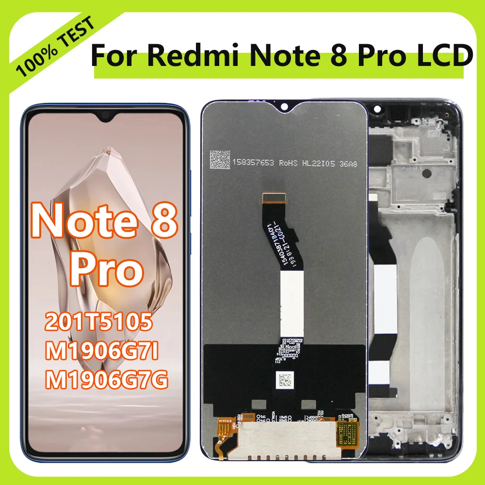 Pantalla LCD TFT Note8 pro, 2015105, M1906G7I, M1906G7G, para Xiaomi Redmi Note 8 Pro, con digitalizador de pantalla táctil