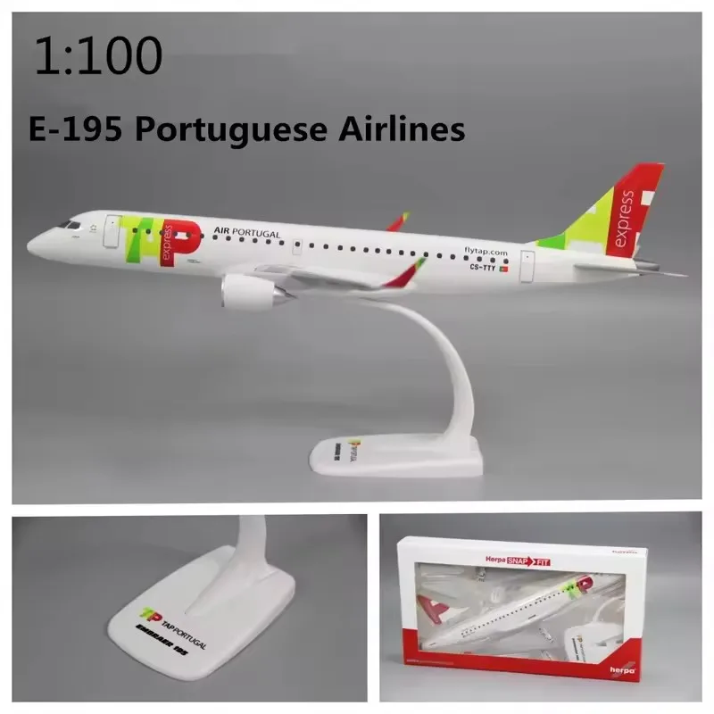 2025 New 1/100 Scale E-195 TAP's PORTUGAL Air Airline Aircraft Express Assembly Plane Model Airplanes Toy Collection Gifts Fans