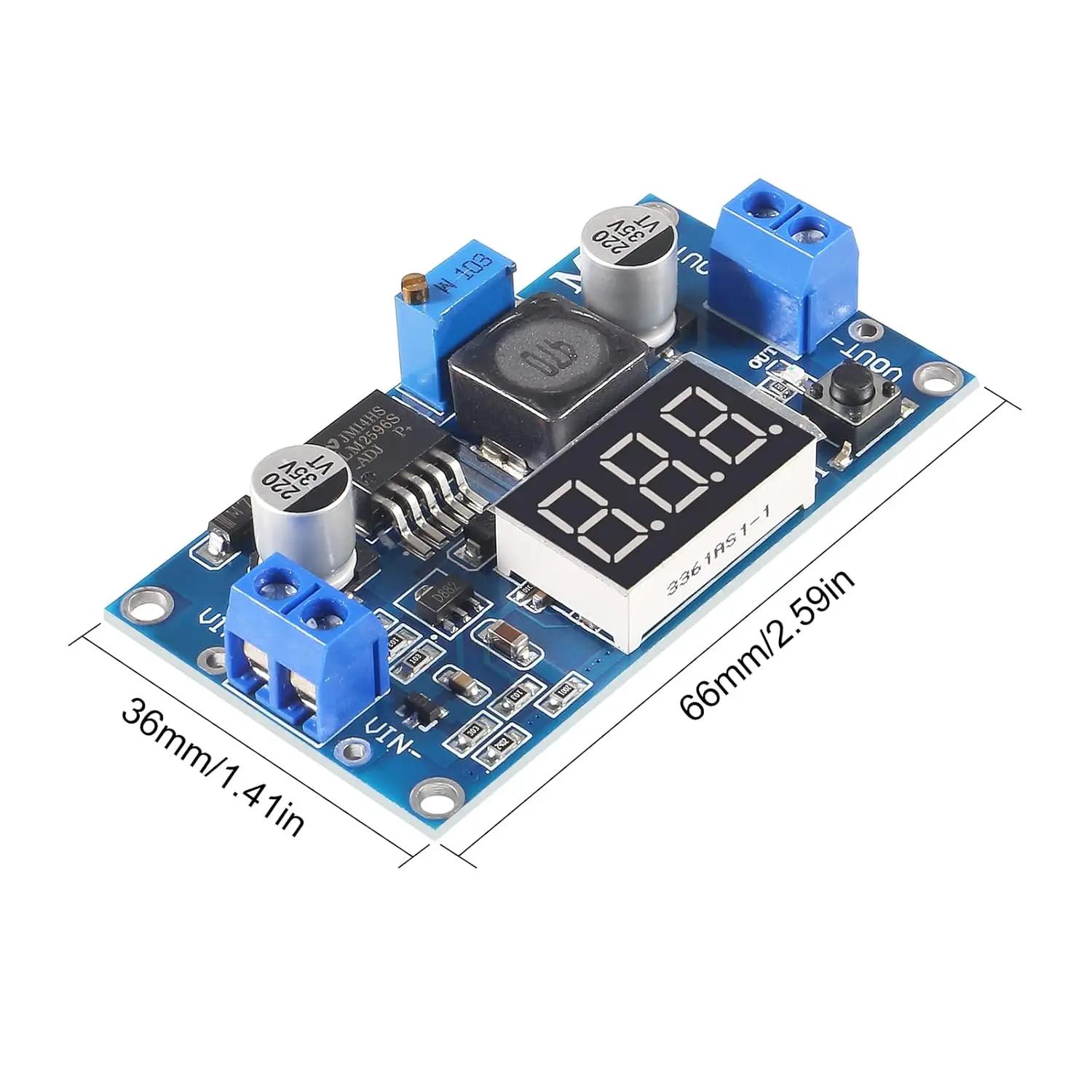 LM2596 Buck Converter Step Down Adjustable Module DC-DC High Efficiency Voltage Regulator 3A 3-40V to 1.5-35V with LED Display