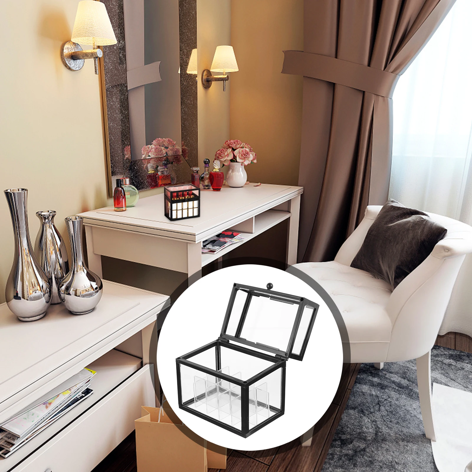 

Stylish Storage Box Display Case For Desktop Makeup Organizer Space-Saving Design Perfect Gift For Valentine Birthday