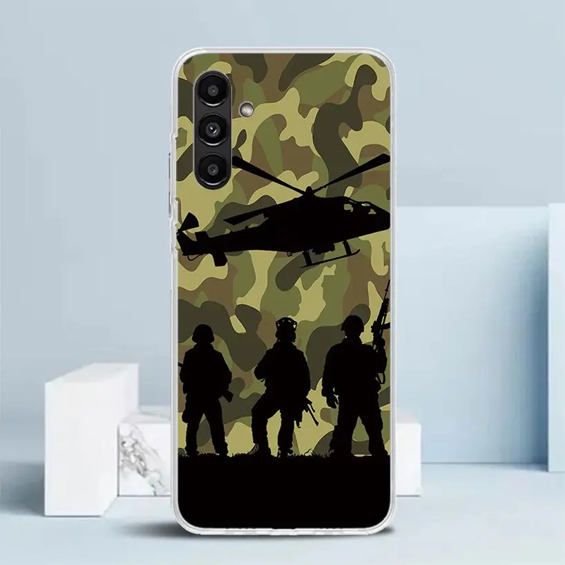 Camouflage Military Phone Case For Samsung Galaxy A15 A14 A13 A12 A55 A54 A53 A52 A35 A34 A33 A32 A25 A24 A23 A22 A04S A03S A02S