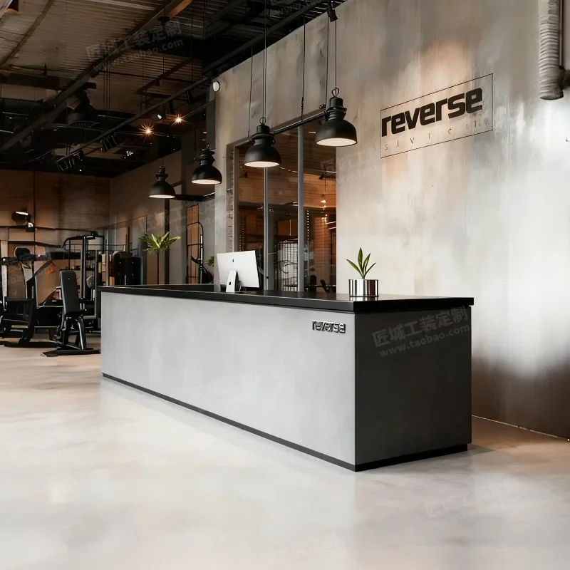 Customized industrial style gym bar checkout page coffee shop barber hotel homestay front desk reception desk commercial