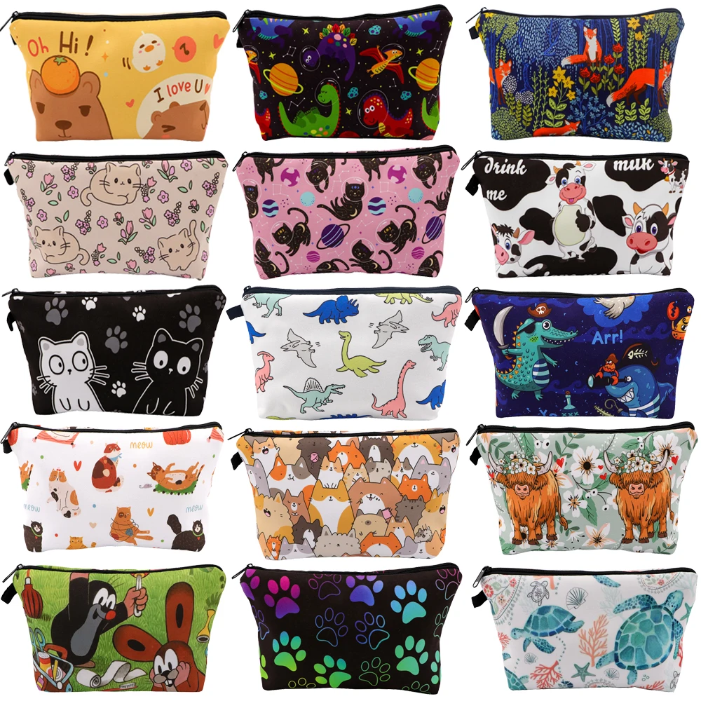 Cartoon Animals Portable Travel Storage Pouch Travel Lipstick Bag Makeup Case Bag Women Travel Makeup Bag Cosmetic Brush Bags