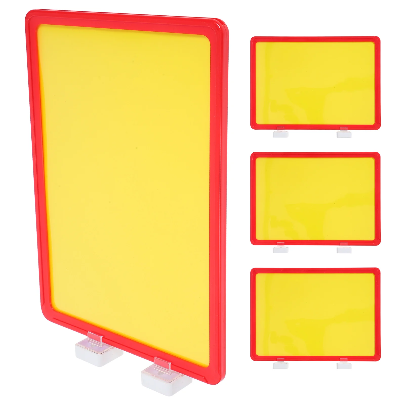 

1 set A4 Shelf Identification Plates Red Frame Dual Bases Writable Warehouse Magnetic Shelf Labels Labels Signs