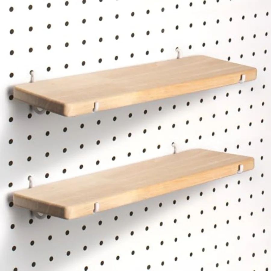 2 Pack Solid Wood Pegboard Shelf, 12