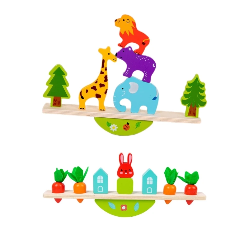 

N80C Toddler Early Educational Cartoon Animal Training Toy Children Stacking Block Toy Hand-Eye Coordination Toy