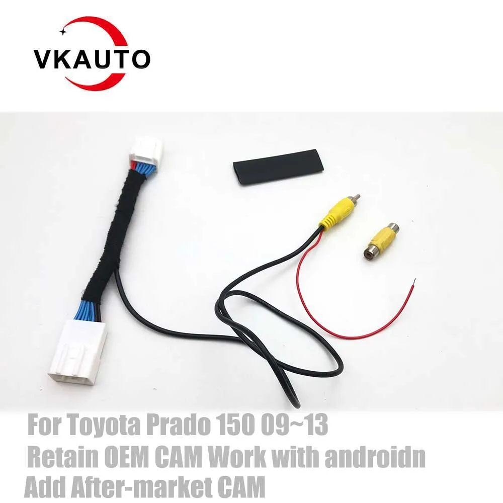 VKAUTO Camera adapter cable For Toyota Prado 150 2009~2013 Retain OEM Camera Work With Android unit/ADD backup Camera