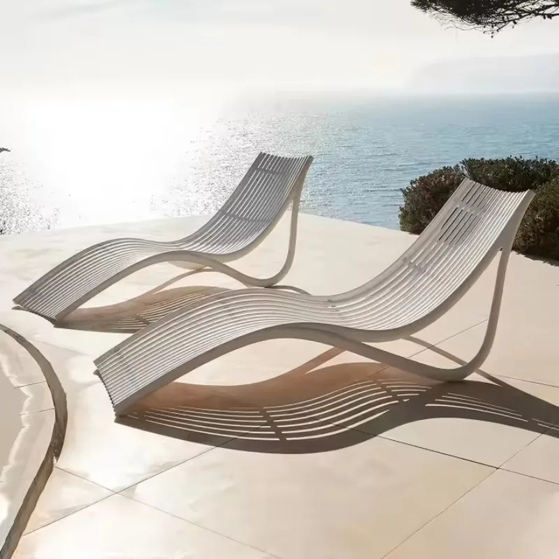 

Modern Outdoor Beach Lounge Chair Set Waterproof Aluminum Frame Sun Lounger Swimming Pool Chaise Lounge Sun Bed