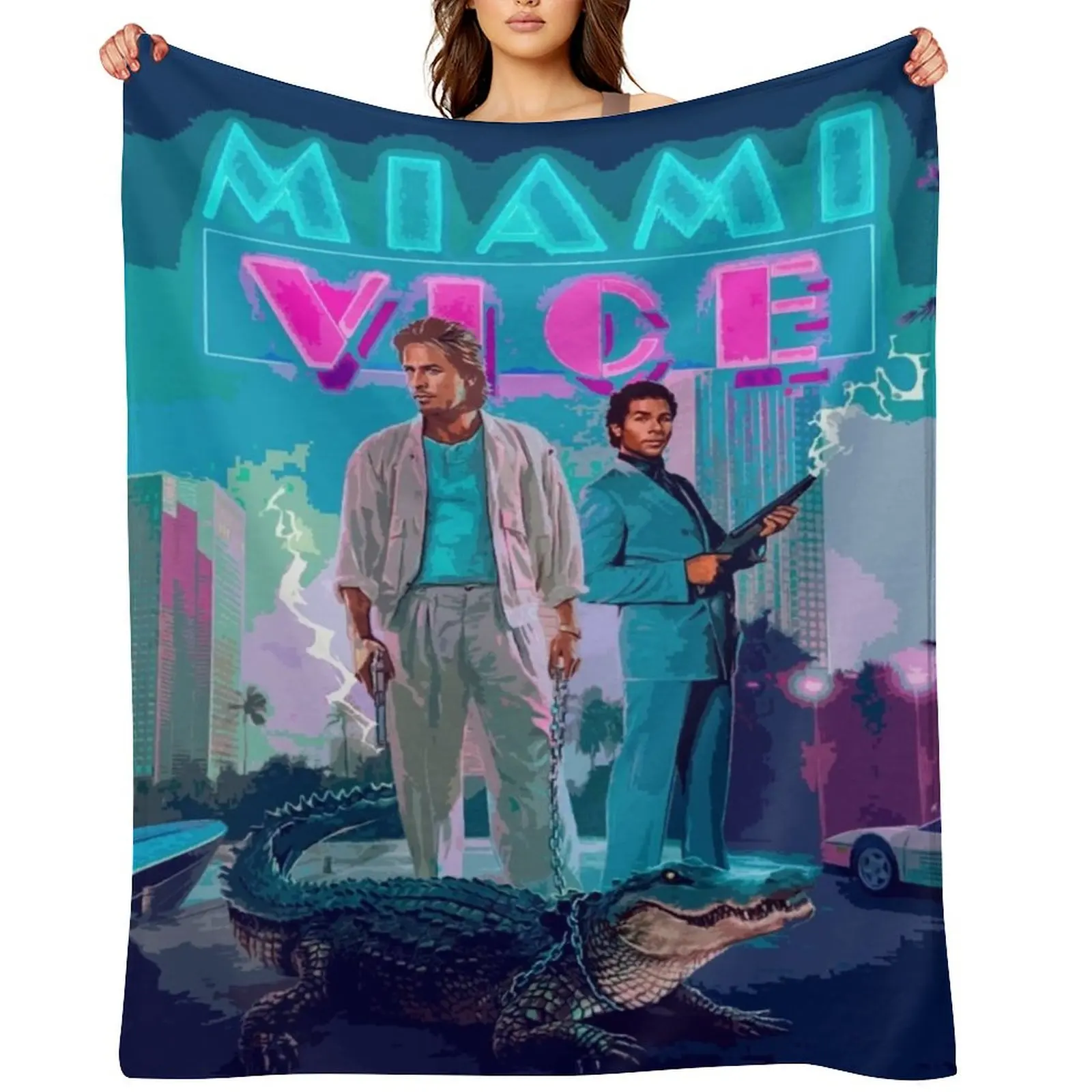 

Miami Vice Forever V1 Throw Blanket Plaid Furrys Luxury Throw Decorative Beds Blankets