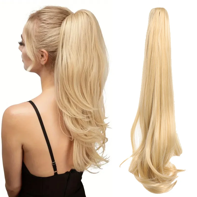 Big grip clip slightly curled ponytail synthetic wig ponytail wig for women easy to wear for daily gatherings with just one clip