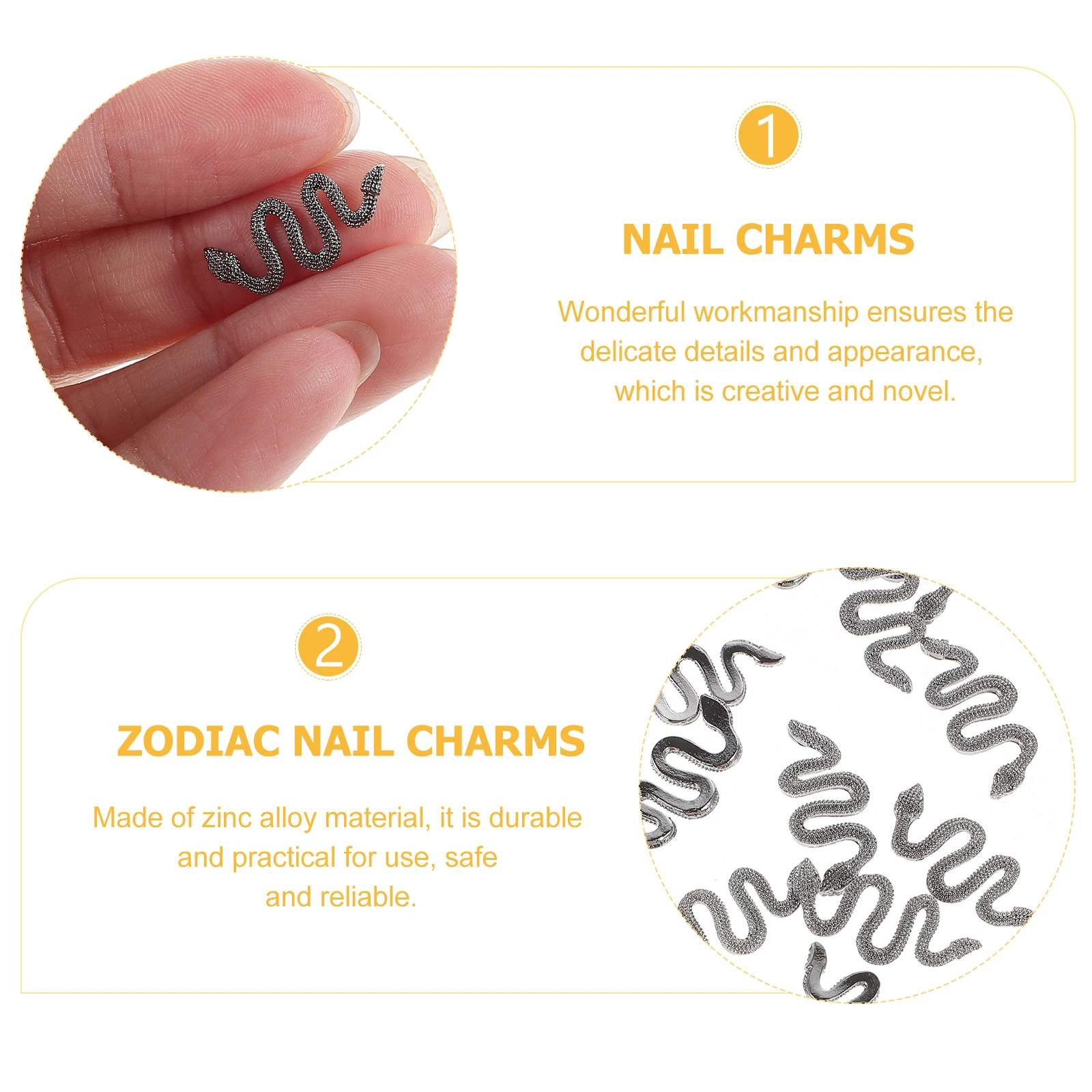 

50 Pcs Retro Decor Nail Art Accessories Jewelry Charms Alloy Snake Cute for Nails Trendy Black Unique