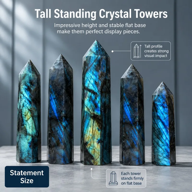 1 stunning elongated stone crystal pillar, randomly designed, perfect for home decoration and gifting, perfect for home collection and Valentine's Day and holiday gifts, making it an ideal choice for crystal enthusiasts