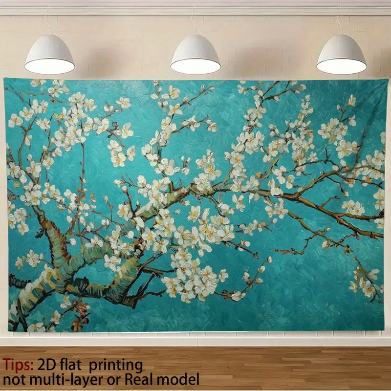 Vibrant Almond Blossoms Tapestry Van Gogh Vintage Landscape Wall Decor Aesthetic Backdrop for Living Room Bedroom Office Party