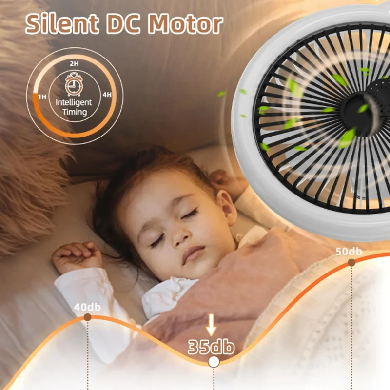 Modern Small Ceiling fan light E27 LED D25cm smart remote control bedroom fans lamp study kitchen Home decoration