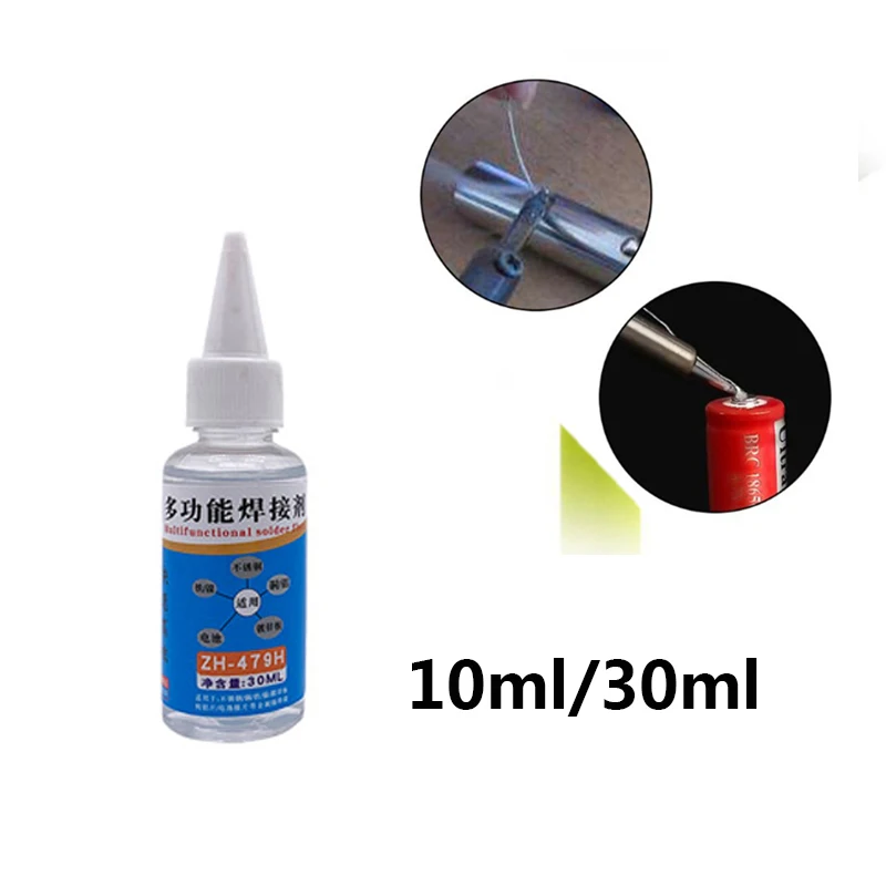 

10ML/30ML solder Flux paste Stainless Steel Liquid Flux for 18650 Battery Welding Metal Zinc, Nickel, Iron, Copper Welding