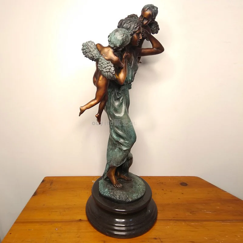 62CM Large huge  home LIVING ROOM TOP Decor ART the Madonna Virgin Mary mother angels bronze statue sculpture Ornament