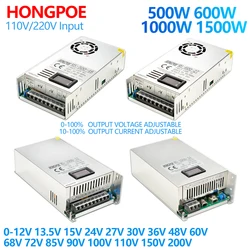 Digital Display Power Supply 500W-1500W Adjustable Voltage 0-12V 15V 24V 36V 110V 150V 220V for LED Strip Industrial Use