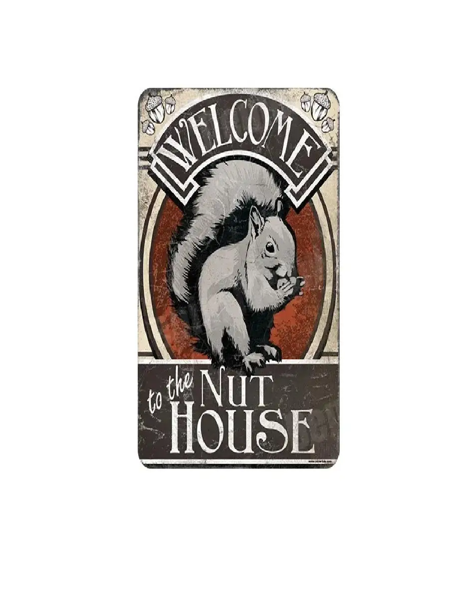 علامة قصدير معدنية عتيقة تحذيرية عبقرية في العمل على شكل دب السنجاب ، مثالية للحانة أو ديكور المنزل ، زخرفة حائط فريدة من نوعها #2