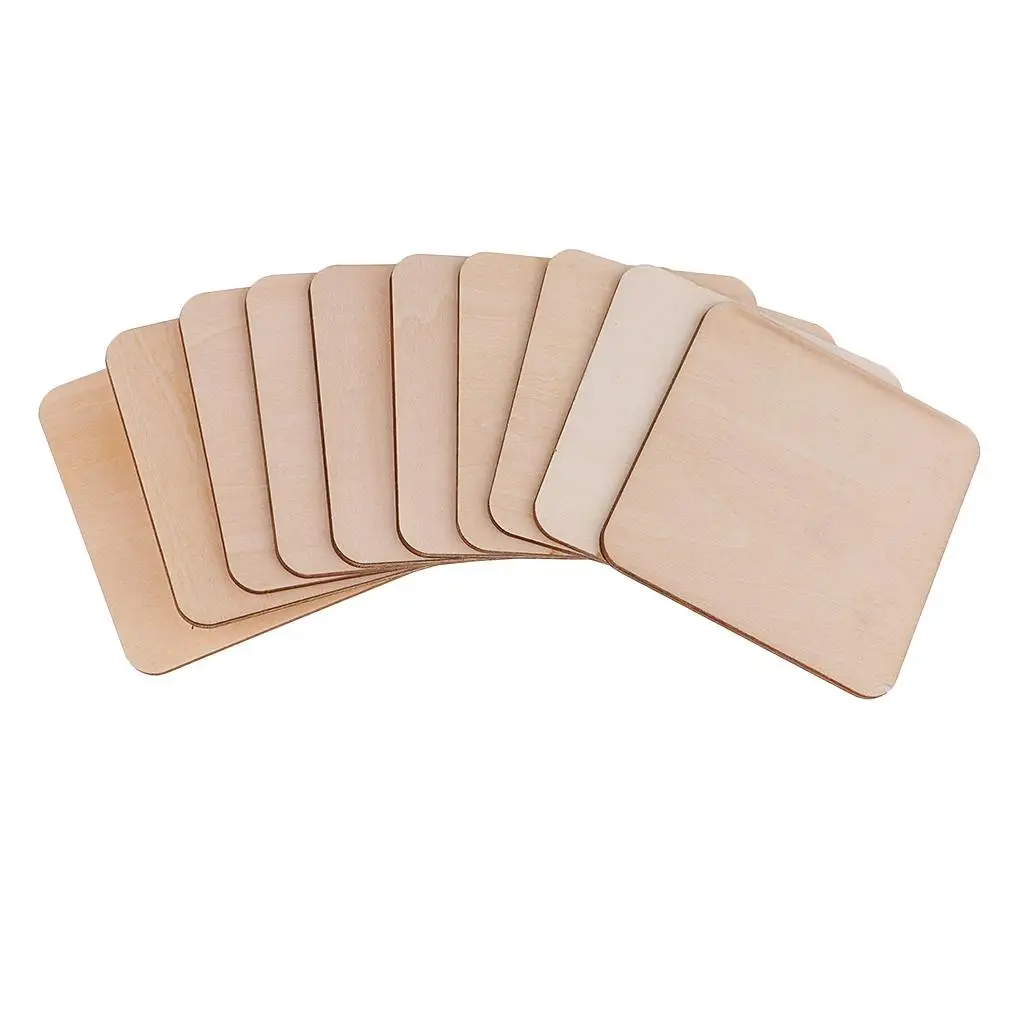 SHAPE Cutting Wooden Crafts Flat Square Pieces for Art Decor