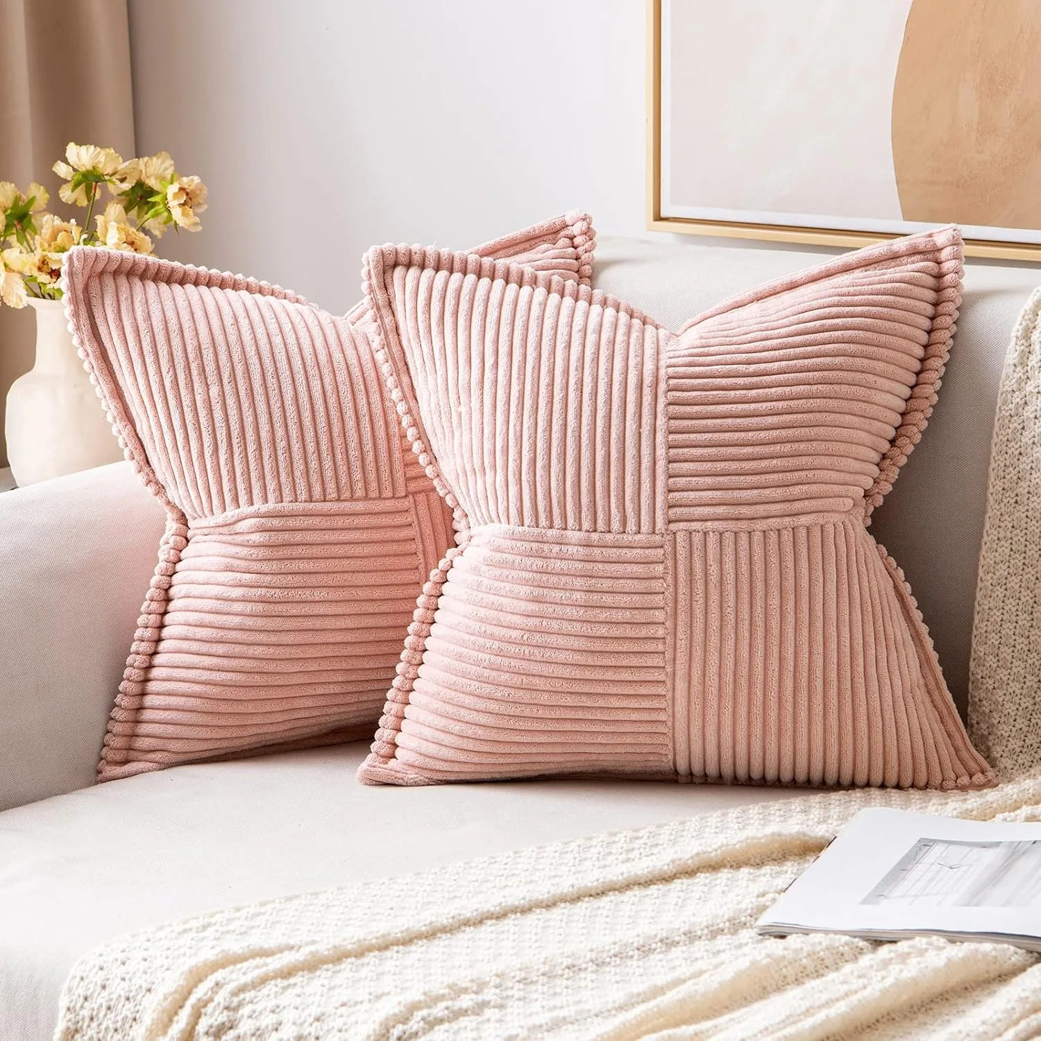 

Soft Short Plush Velvet Corduroy Decoration Embrace Pillowcase Sofa Cushion Cover, Suitable for Living Room Bedroom 45x45CM