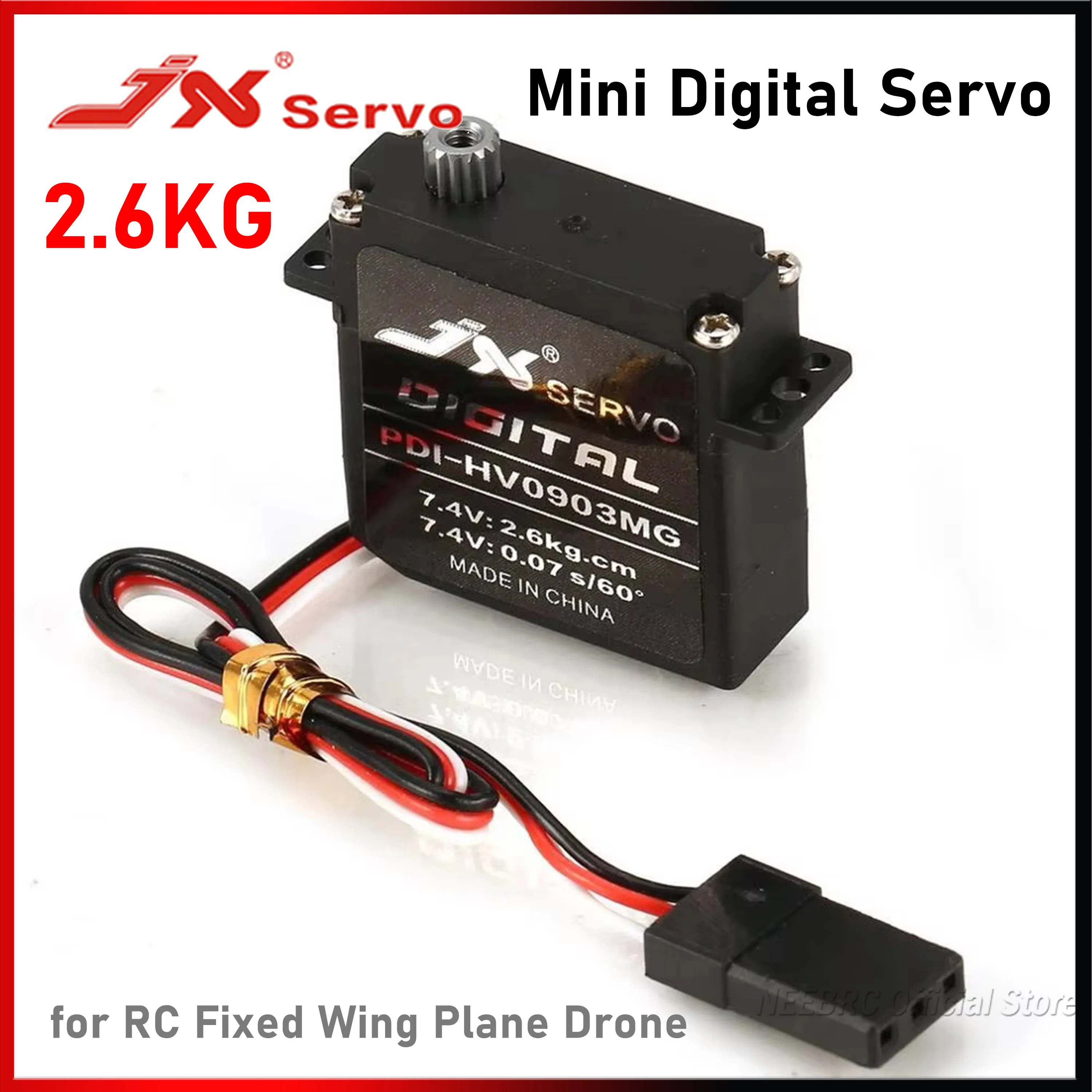 

JX PDI-HV0903MG 2.6kg Mini Digital Coreless Servo Metal Gear DC6~7.4V Micro Motor for RC Car Fixed Wing Plane Racing Drone Part