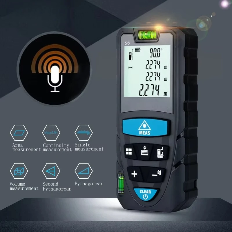 Handheld 50m Rangefinder Laser Distance Meter Range Finder Sensor Distance Measurement Area Volume Measurement Laser Tool