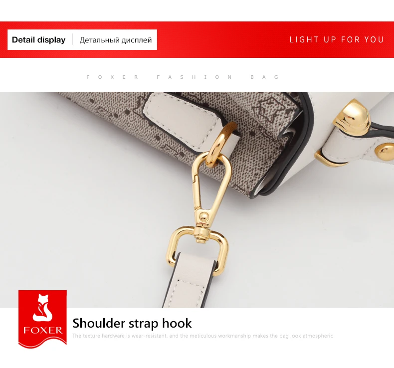 FOXER PVC-Leder Schulter-Crossbody-Taschen Vintage Signature Tote Bag Retro Mode Damenhandtasche Lässige Reisetasche für Frauen – Detail 17