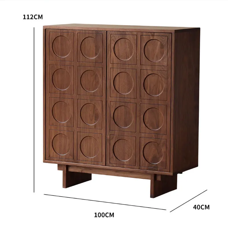 

North American black walnut side cabinet solid wood storage living room vertical cabinet retro medieval style
