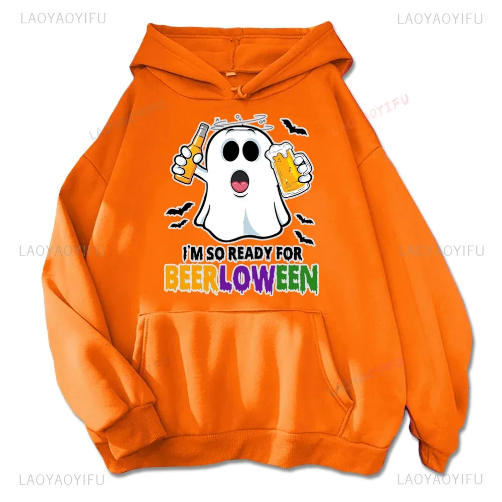 All Saints Day Im So Ready for Beerloween Streetwear Man Hoodie Warm and Windproof Harajuku Cute Cartoon Graphic Couple Hoodies