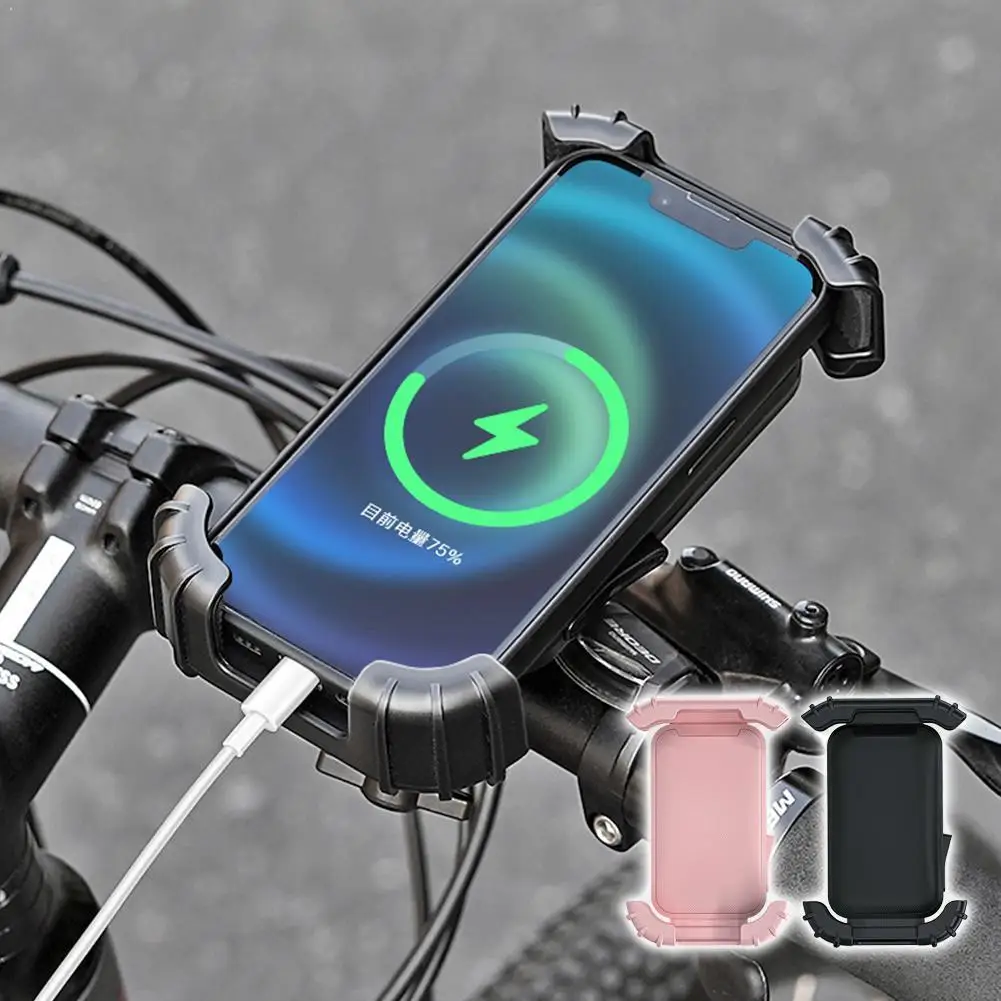 Anti-Shake Motorrad-Handyhalterung, verbesserte, verdickte Fahrrad-GPS-Halterung, pink-schwarz, kompatibel mit iPhone 15, 14, Samsung, Xiaomi.