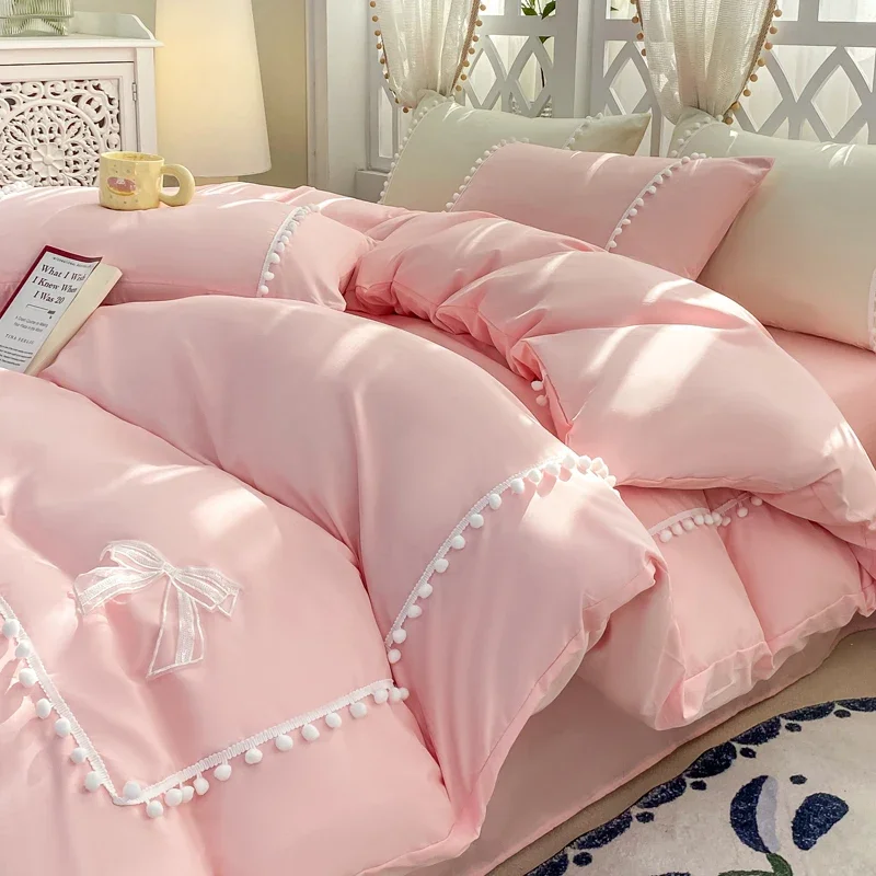 

New Style Quilt Cover Thickened Fleece Ball Duvet Cover Soft and Comfortable Four-piece Set 180x220 220x240 Multi-size Bedding
