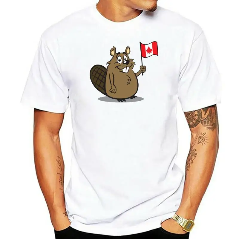 Beaver Canada Flag Cartoon T-shirts for Student 100% Cotton Loose Tees Top Quality White Leisure Band T Shirt Autumn Winter Tees