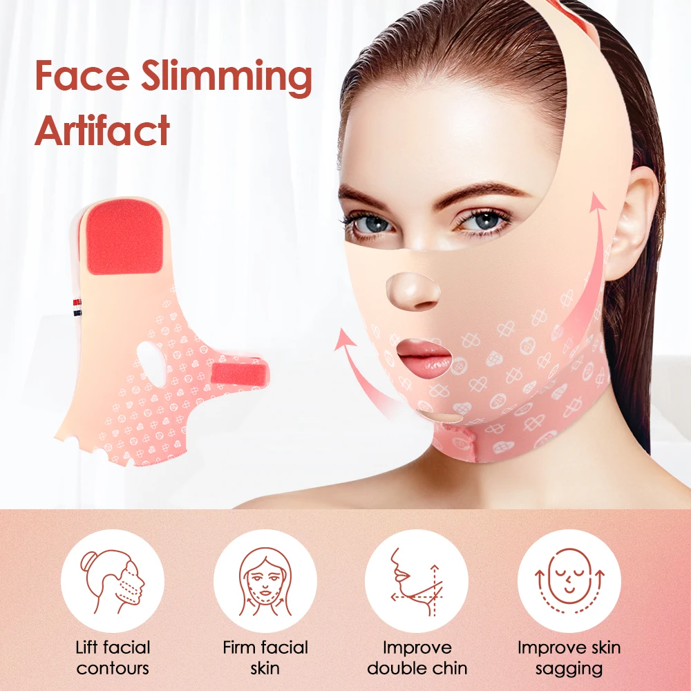 Linha V reutilizável Levantamento Emagrecimento Bandagem, Face cheia Lifting, Duplo Chin Up Belt, Slim Anti-Rugas Máscara Facial, Bandage Strap, Testa, 2pcs