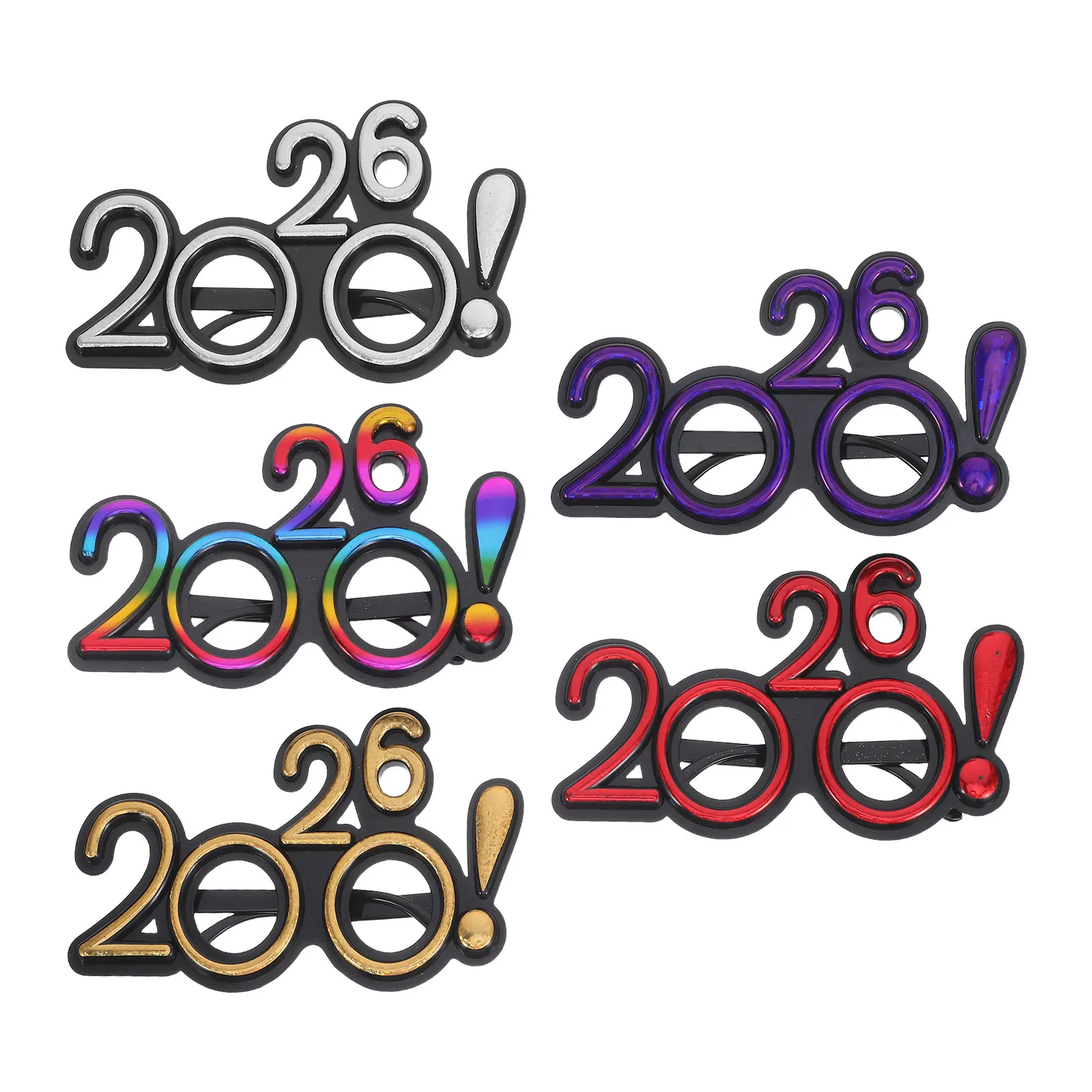 

5Pcs 2026 Number Eyeglasses New Year Party Accessories Funny Plastic Glasses Photo Props Celebration End of Year Glasses