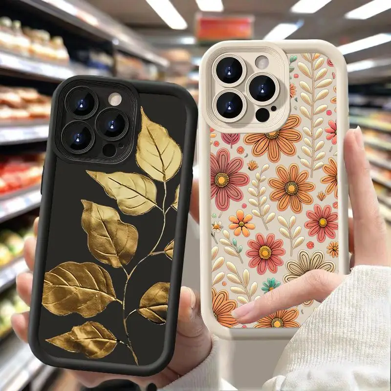 

Case For iPhone 16 14 15 12 13Pro Max 11 XR Petal Leaf Diagram Silicone Phone XS X 7 8 14 16 Plus Shockproof Soft Cover