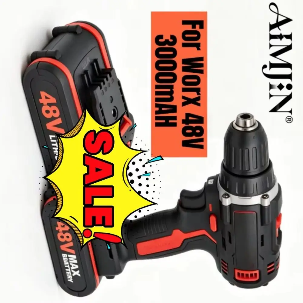 For WORX Electric Saw & Drill Compatible 3.0Ah 48V Large Capacity Rechargeable Lithium Ion Garden Power Tools Battery