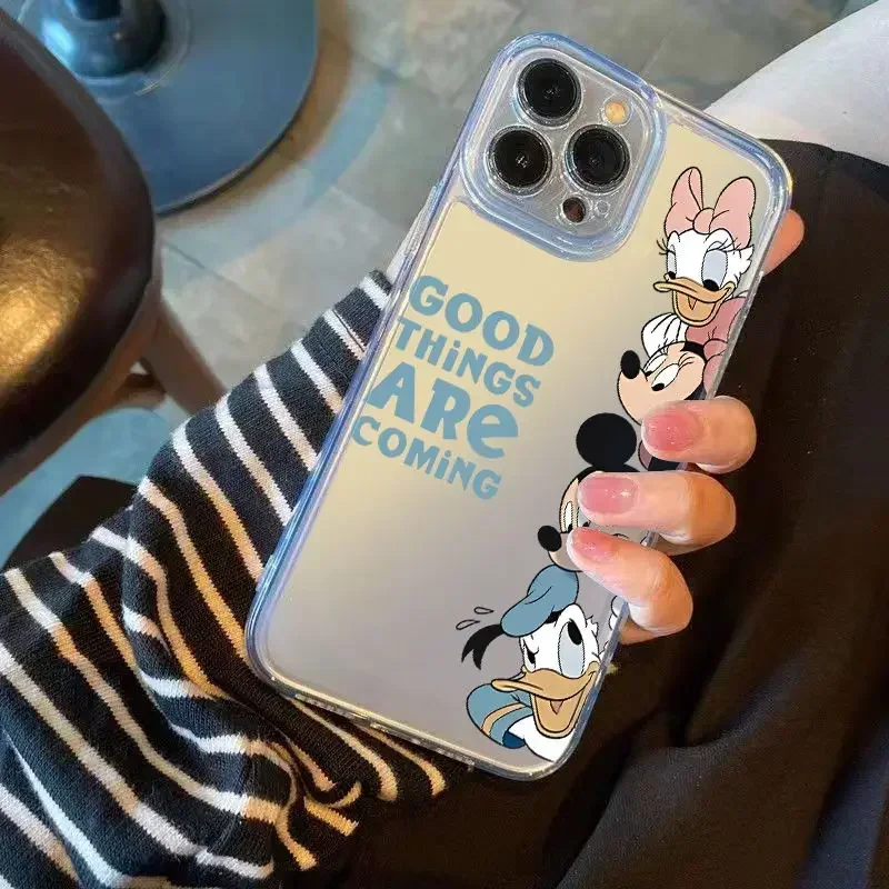 حافظة شفافة لطيفة ميكي وميني ماوس لهاتف آيفون 16 11 12 13 14 15 برو ماكس XR 8 Plus ديزني دونالد ديزي داك غطاء رفيع للغاية