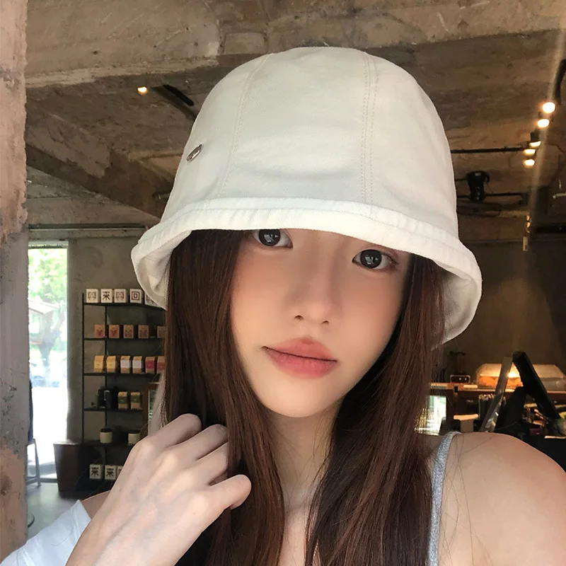 

Retro Crimped Linen Bucket Hats for Women Summer and Autumn Thin Breathable Sunscreen Simple Solid Color Literary Basin Cap