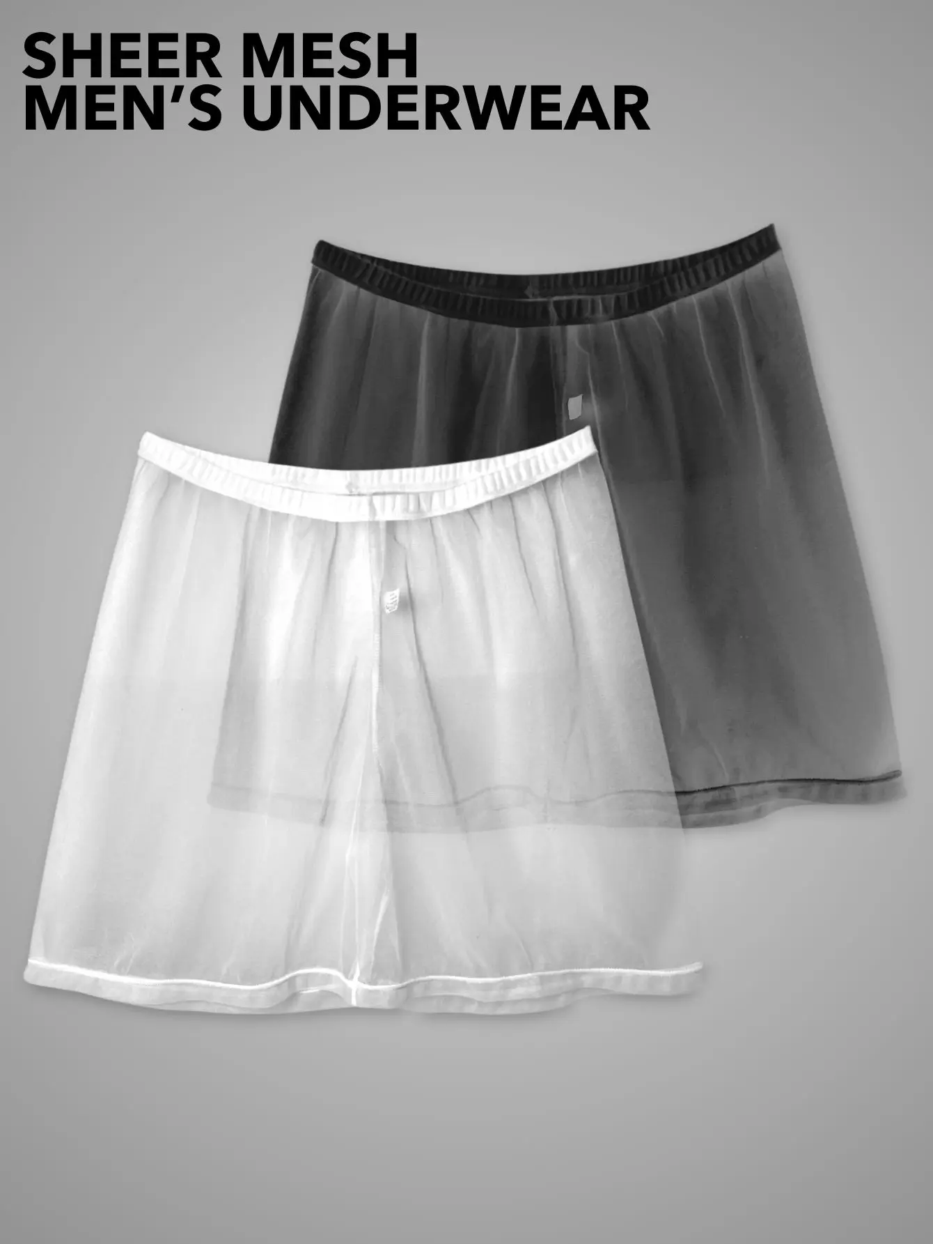 

Men's Sheer Mesh Underwear 2Pc Sexy Transparent Sleep Shorts Soft Loose Fit Home Lounge Pajama Pants Hombre Bóxers Transparentes