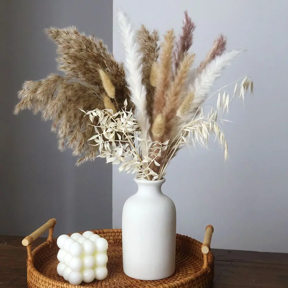 

Natural Dried Flowers with Vase, Wedding Table Decor, Pampas Grass Bouquet in Vase,Christmas Flower Arrangements,Home Decoration