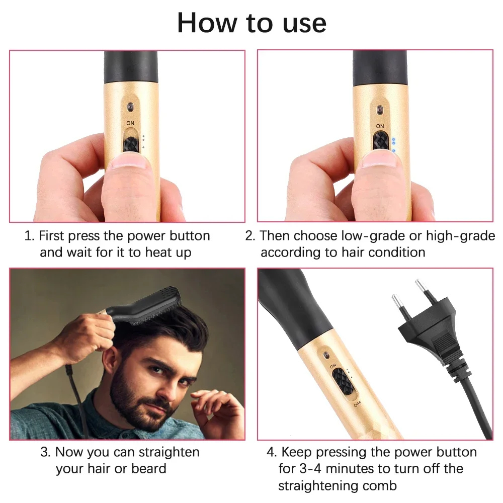 Professional Hair Comb Brush Beard Straightener Multifunctional Hair Straightening Comb Hair Curler Fast Heating Styling Tools