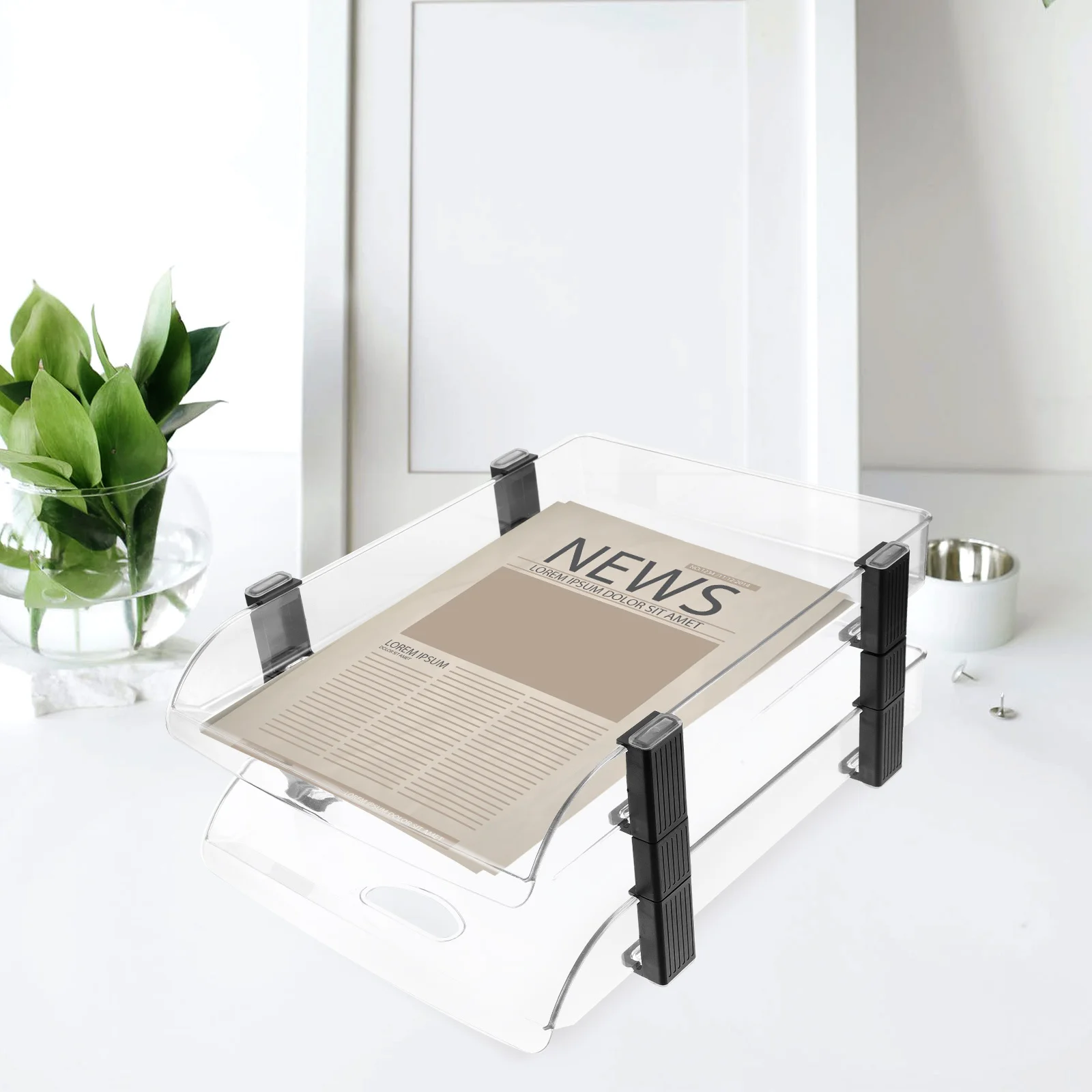 

Desk File Organizer Multi-Tier Paper Tray Desktop Storage Rack Office Desktop Organizer for Documents Magazines