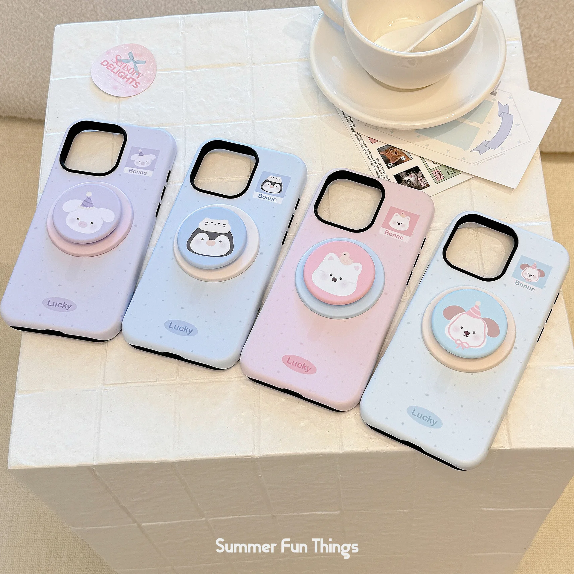 

Korean style Small Animal Magnetic Bracket Phone Case for Apple iPhone 16 Compatible with 13 15 pro Max Hard 14 11