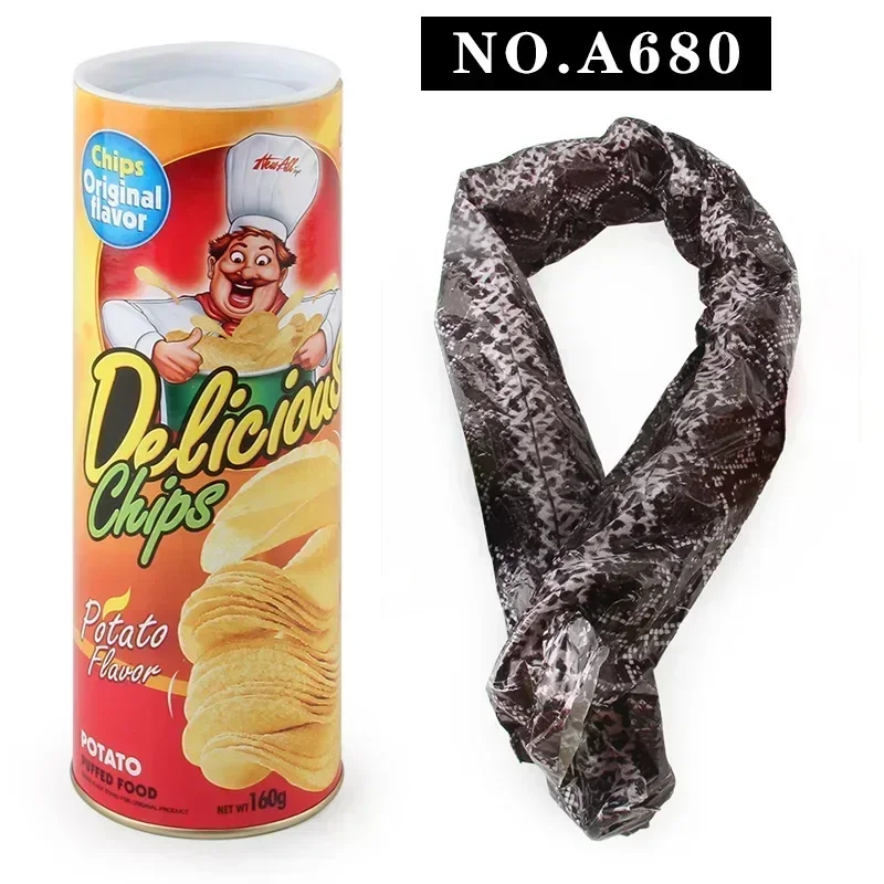 The Potato Chip Snake Can Jump Stage Magic Tricks Spring Snake Toy April Fool Day Halloween Party Jokes in A Can Gag Gift Prank