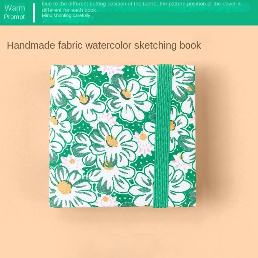 

Flower Mini Fabric Watercolor Book Paper Pad 20 Sheets Watercolor Sketchbook Square Portable Mini Watercolor Painting Book