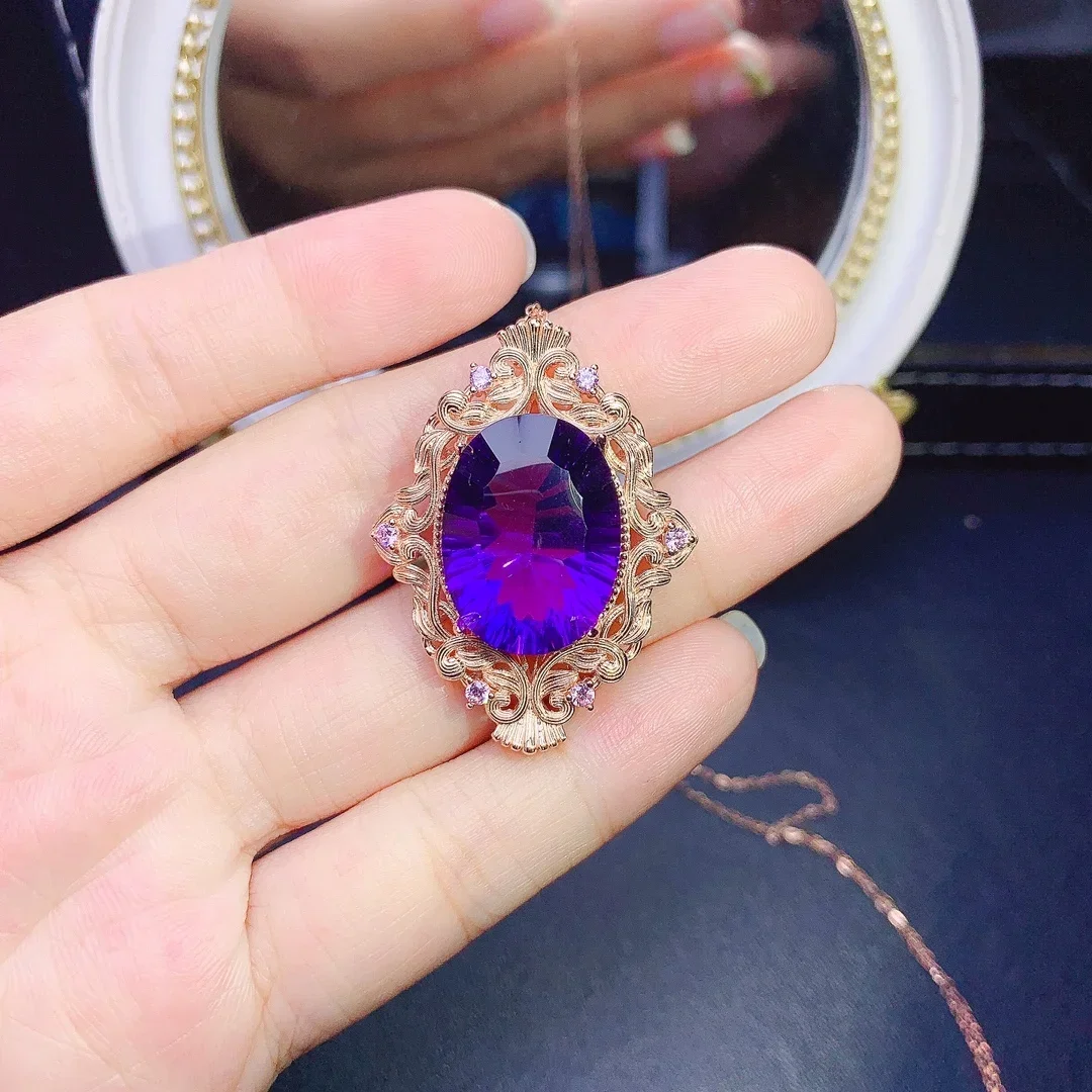 

Женское ожерелье из серебра 925 пробы с подвеской в виде драгоценного камня