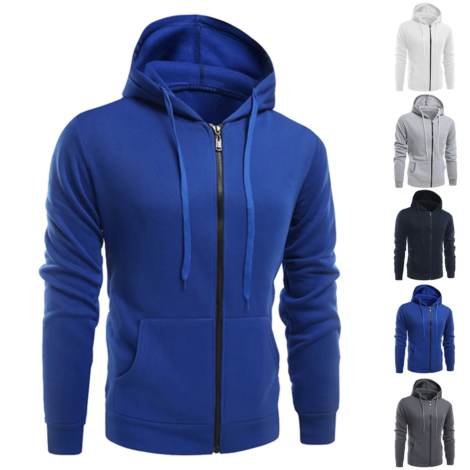 Men Fleece Hoodie Zip Up Jackets Sweatshirt Graphic Zipper Pocket Sports Outdoor Coats Casual Daily Hoodies Slim Sweatshirt Pull