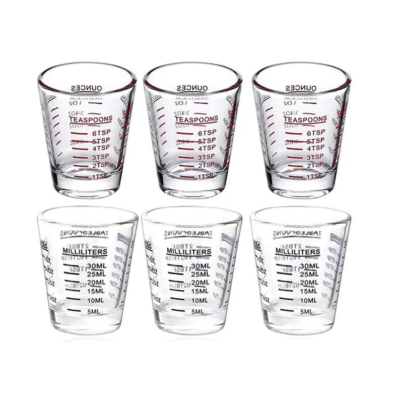 

ABAH-12Pcs Measuring Cup Espresso Shot Glass Liquid Heavy Glass Wine Glass 26-Incremental Measurement 1Oz, 6 Tsp, 2 Tbs, 30Ml